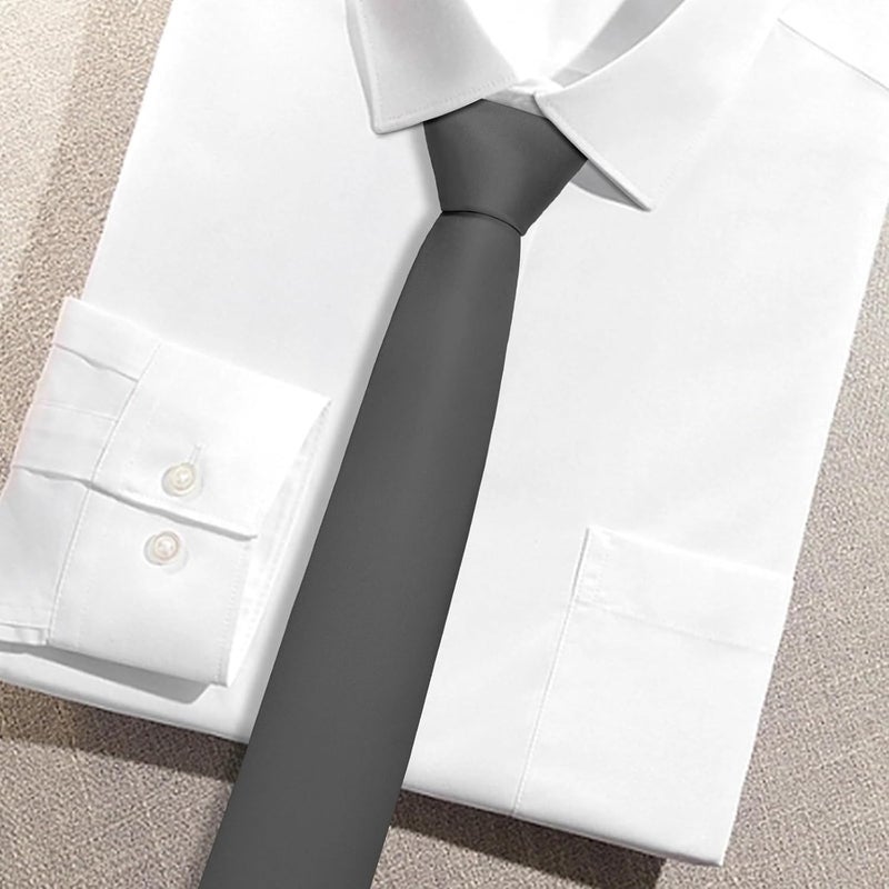 Junmaxroad Store Boys Black Tie Satin Solid Color Necktie for Teen Wedding School Graduation with Gift Box - Image 2